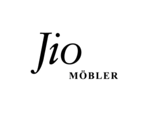 Logotype för Jio Möbler Svart text där "Jio" är i kursiv text och "möbler" med versaler.