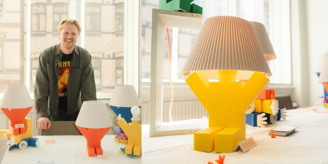 Jacob Åberg and his colourful table lamps.